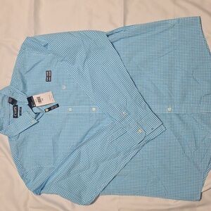 Chaps Mens Button Up Blue And White Checkered NWT XXL Easy Care Longsleeve